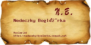 Nedeczky Boglárka névjegykártya